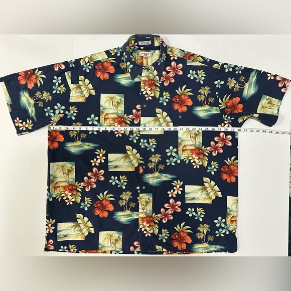 Pierre Cardin Hawaiian Shirt Mens 2XLT Cotton *Stained* Tropical Resortwear - Picture 6 of 13